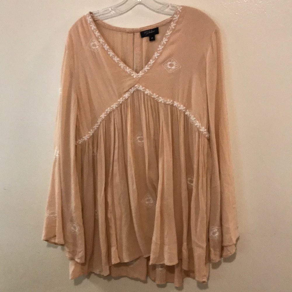 Anthro RD Koko  Boho Bell Sleeve High/Low Blouse